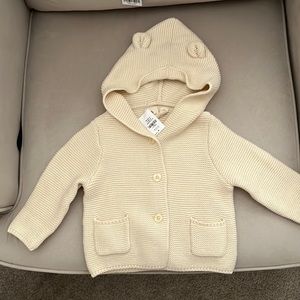 Baby Gap 6-12 months hooded knit sweater - cream/ tan color